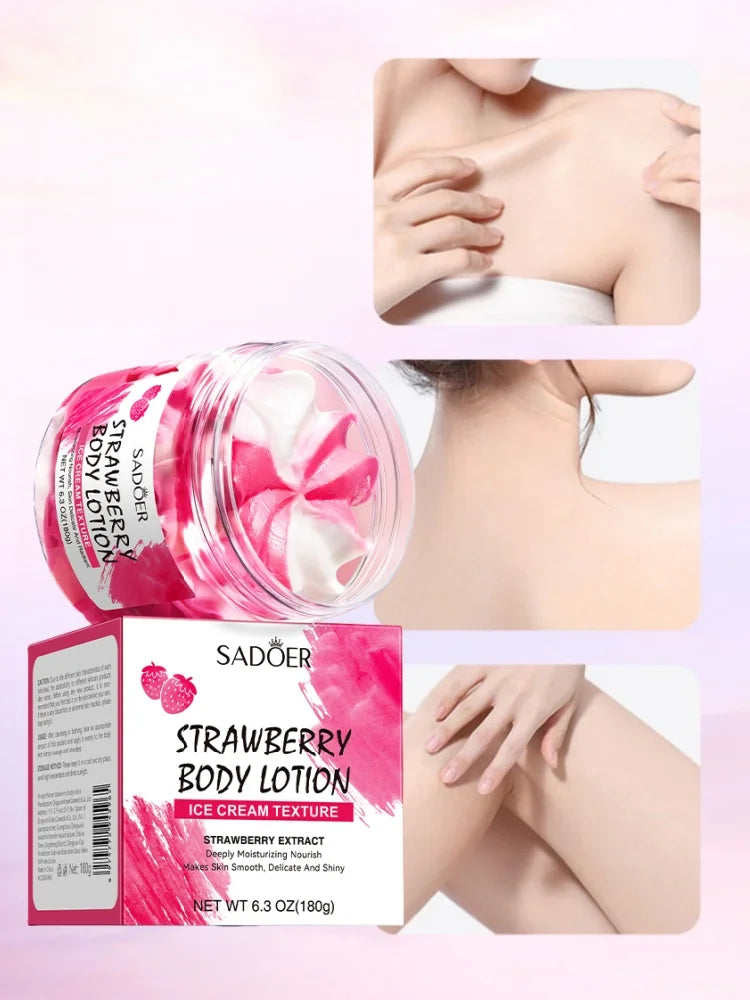 180g Strawberry Body Lotion, Containing Niacinamide, Strawberry Fruit Extract and Other Skin-Friendly Ingredients, Deeply Moisturizes, Locks in Skin Moisture, Improves Dryness, and Makes Skin Look Smooth and Delicate, Suitabl