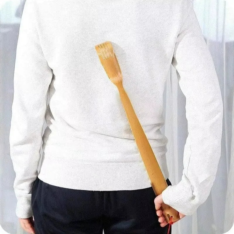Bamboo Back Scratcher for Deep Tissue Relief - Ergonomic Long Handle Body Shaping Massage Equipment Tidesmit