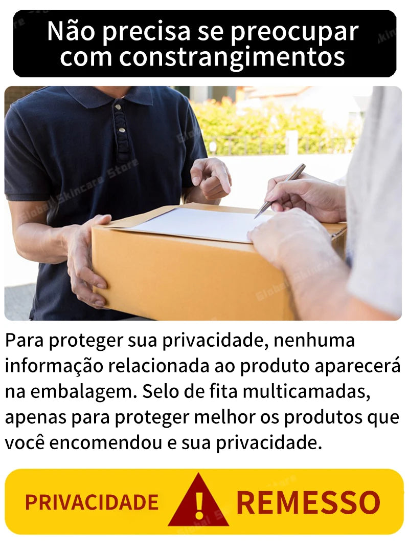 A person signing for a plain brown cardboard shipping box, illustrating discreet, privacy-focused delivery.