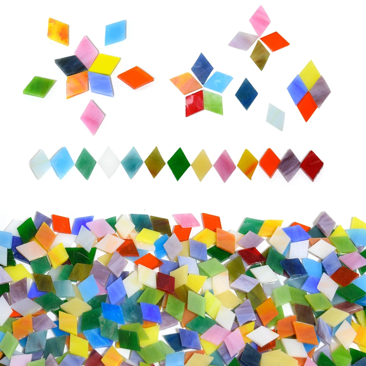250g diamond shaped colored glass fragments mosaic glass mosaic tiles, randomly mixed colors, DIY handmade painted glass product