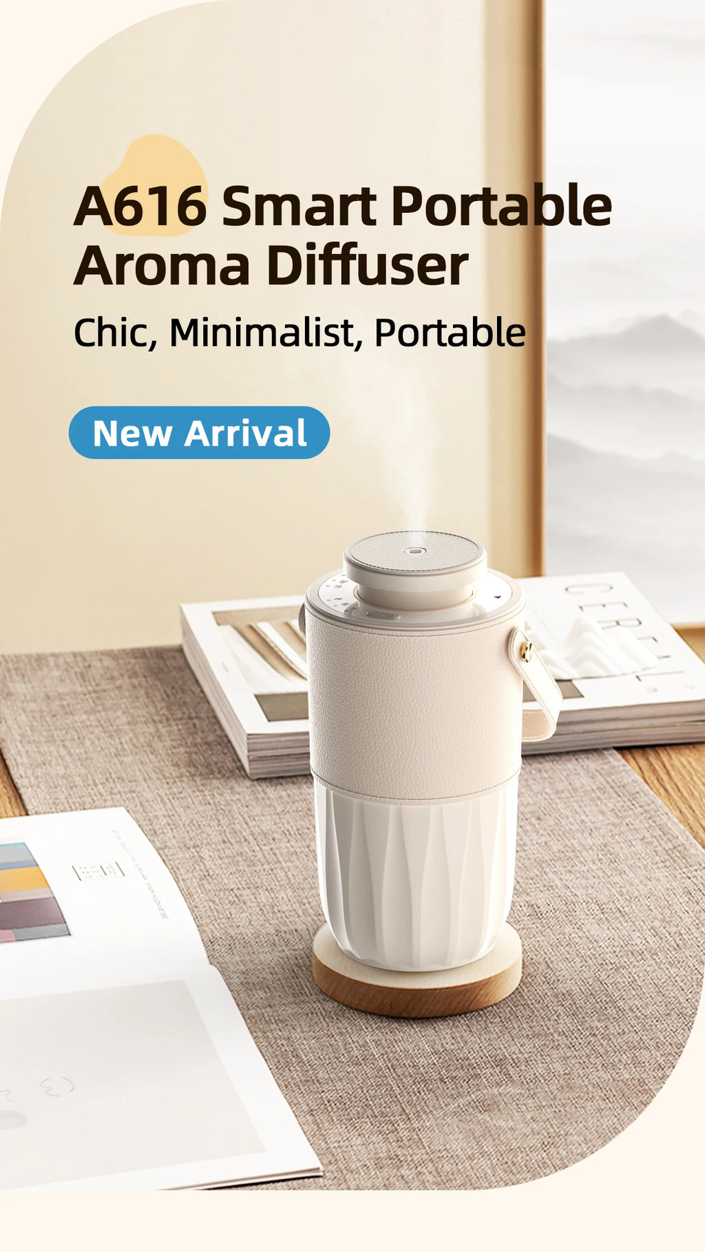 Waterless Essential Oil Aroma Diffuser Air Humidifier Small USB Rechargeable Fragrance Diffuser Machine Portable Car Home