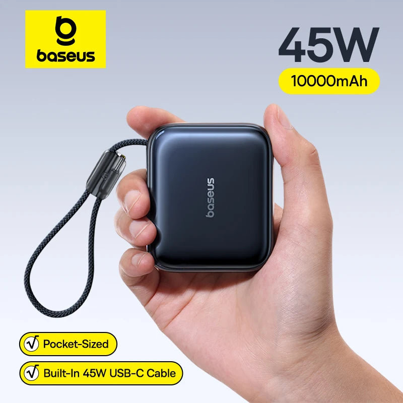 Tidesmit 10000mAh Fast Charging Power Bank with Built-in USB-C Cable Tidesmit