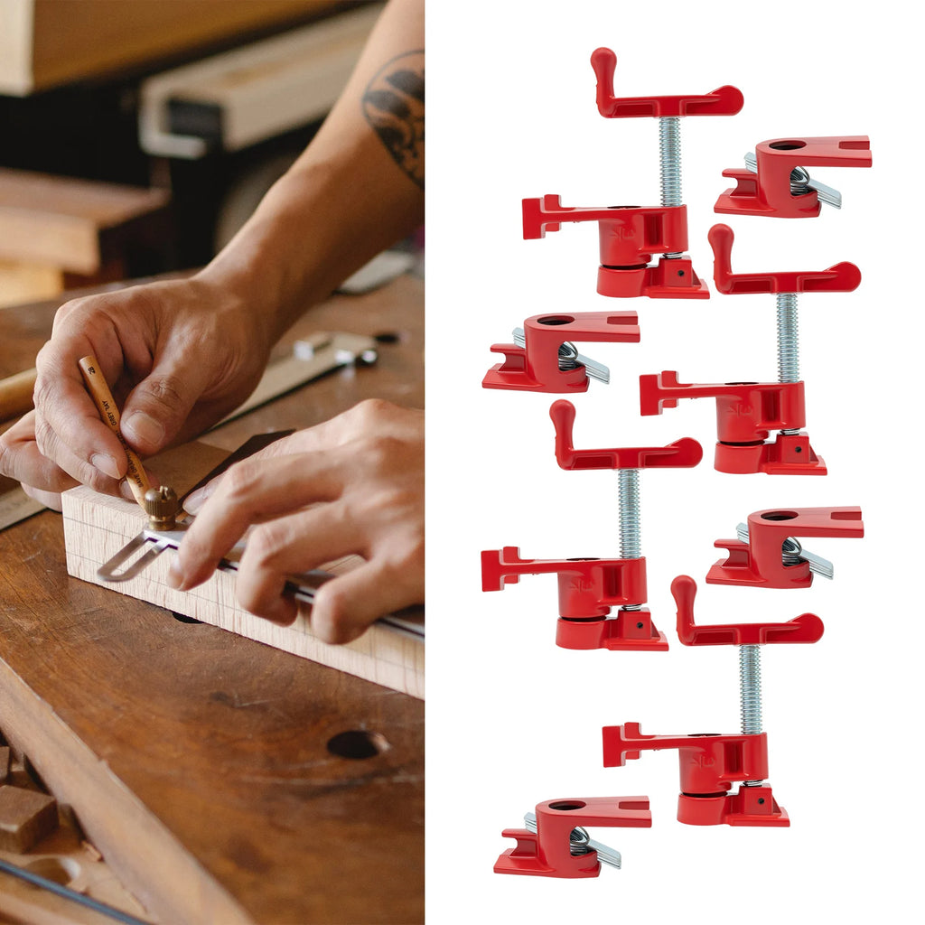4 Pack Iron Woodworking Clamps,Heavy Duty Cast Iron Quick Release Bar Clamps, Wood Gluing Pipe  3/4" Pipe Clamp Set