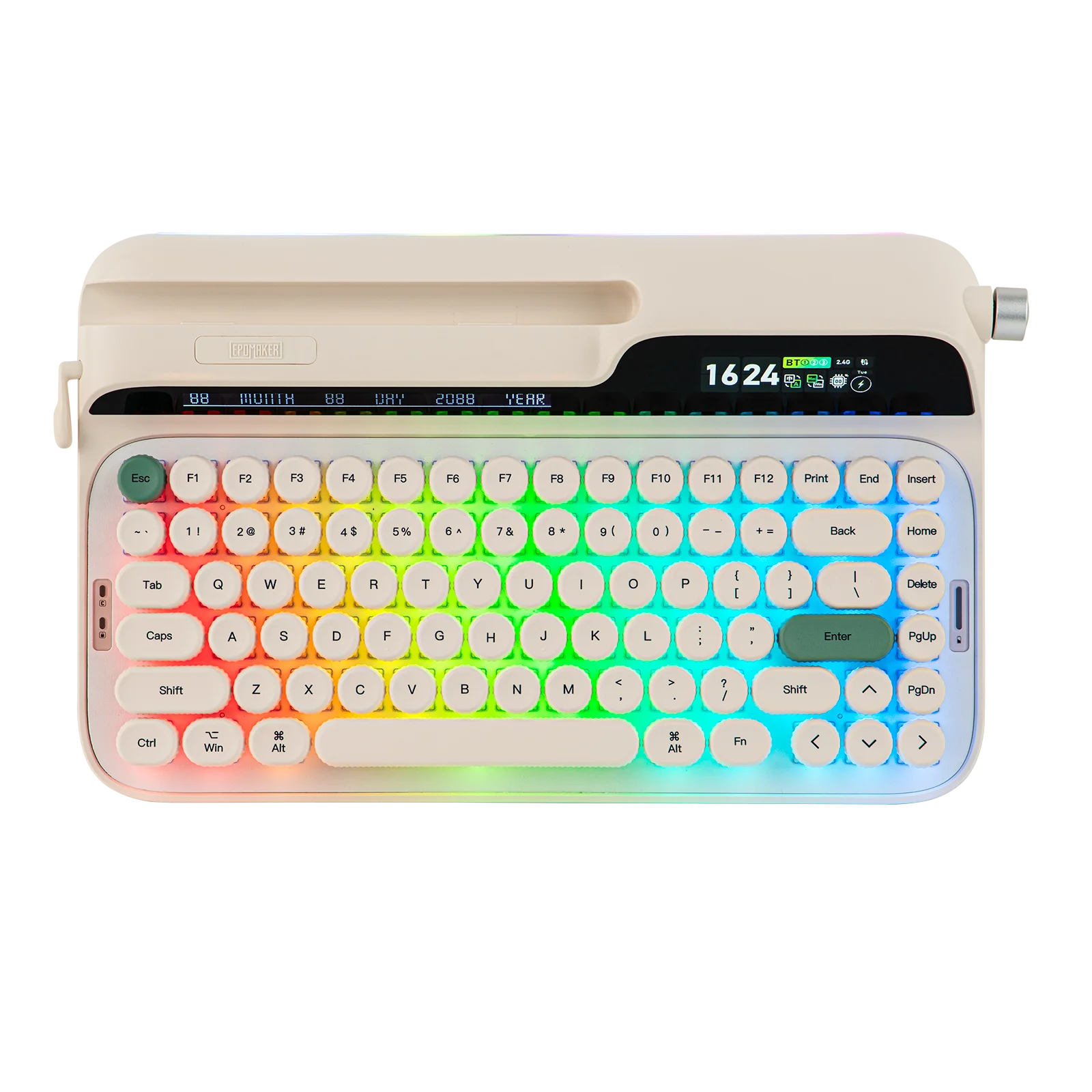 EPOMAKER Glyph 75% ANSI US Layout Wired/2.4Ghz/BT Wireless Typewriter Retro Mechanical Keyboard with TFT Screen & Rotary Knob