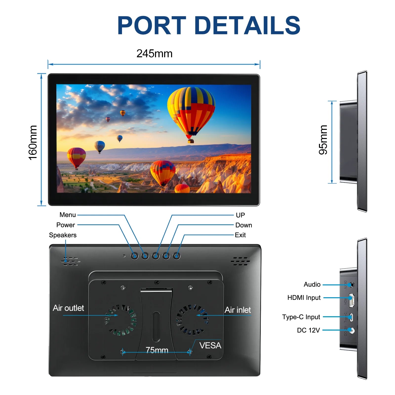 10.1 Inch Raspberry Pi 5 4/3/B/B+/A+ Monitor 1280x800 IPS 5-Points Capacitive Touchscreen Drive Free HDMI Display For Win 7/8/10