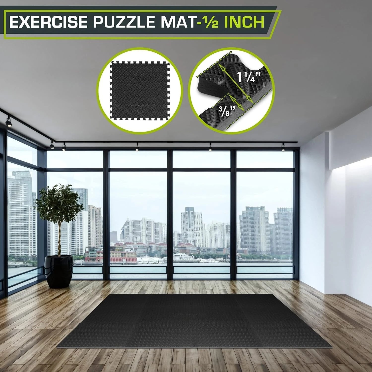 Interlocking Gym Flooring Mats 12Pcs EVA Foam Exercise Tile Set Back Massage Instrument Tidesmit