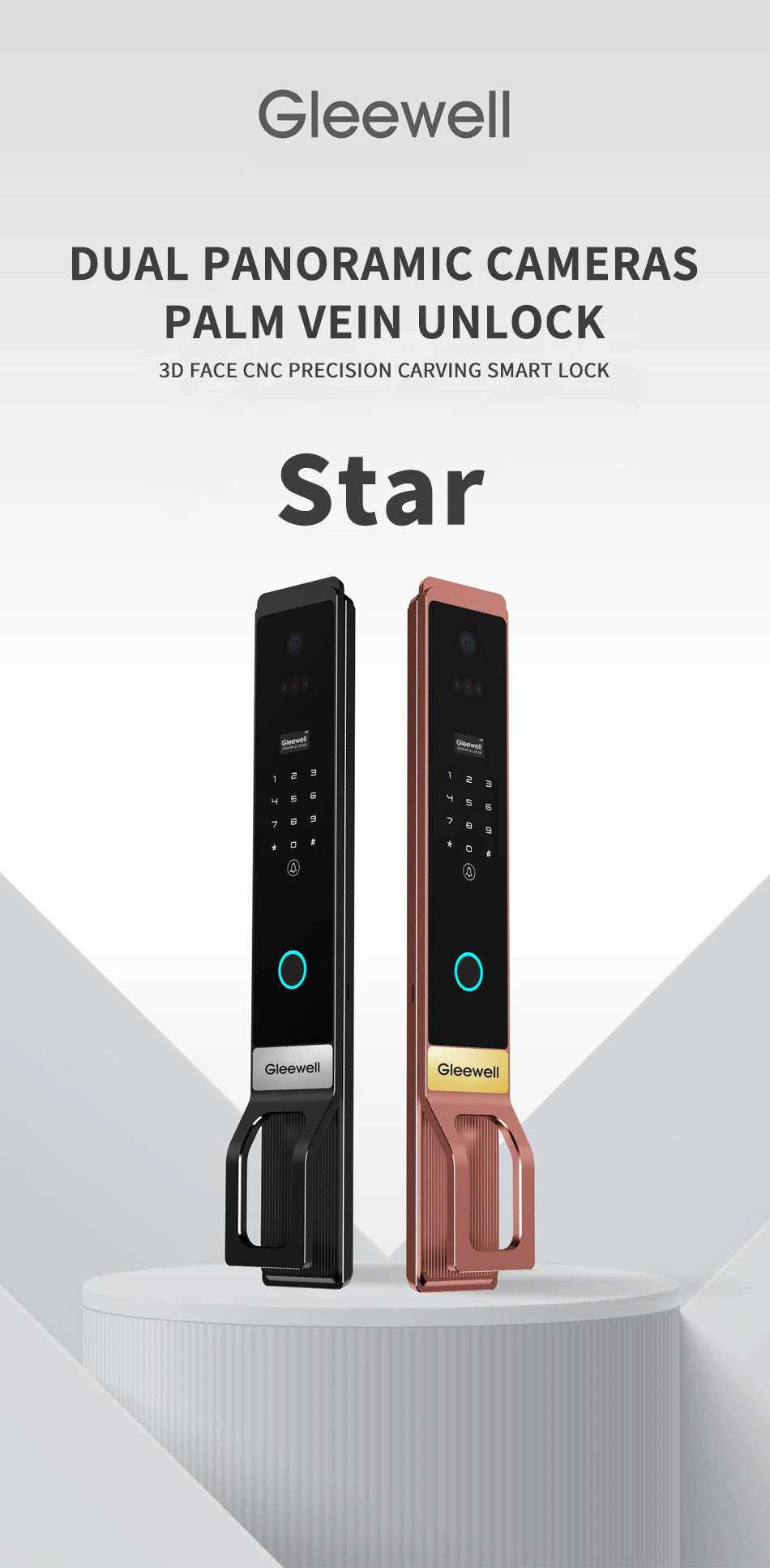3D Palmar Vein Smart Door Lock Tuya U Smart Go Security Camera Intelligent Biometric Fingerprint And Face Recognition Smart Lock