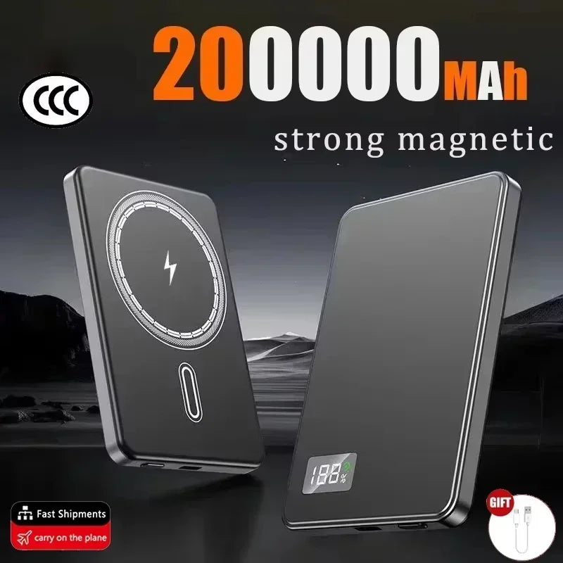 Magnetic Portable Charger 50000mAh - Fast Charging PD Power Bank Grey 200000mAh Tidesmit