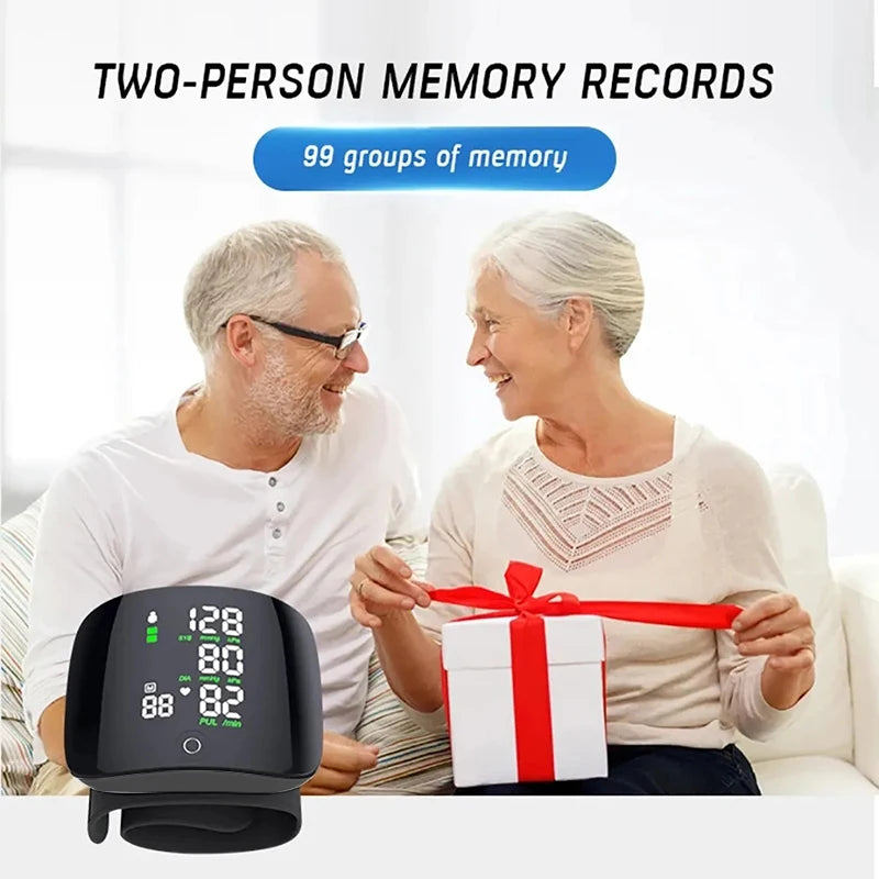 Wrist Type Blood Pressure Monitor LED Display Fast Measurement Digital Tensiometer BP Tonometer Heart Rate USB Rechargeable
