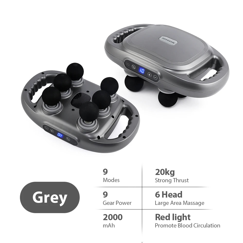 Deep Tissue Massage Gun with 66 Interchangeable Heads by Tidesmit Relaxation Treatment Grey Tidesmit