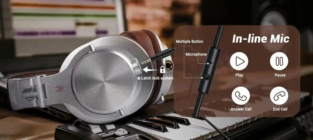 Wired Over-Ear Headphones with Mic - Studio Monitor Stereo Sound Tidesmit