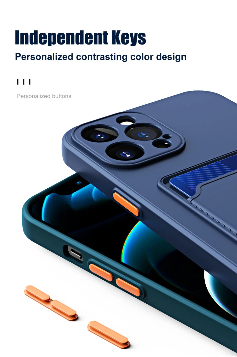 Silicone Wallet Case for iPhone - Shock-Absorbing Slim Fit Cover Tidesmit