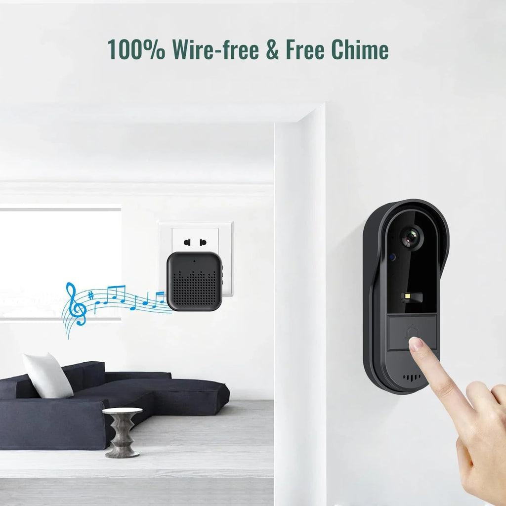 Tuya WiFi doorbell  2-way HD 1080P, microSD/cloud, waterproof, 1000mAh battery, long standby,Wireless Security Camera