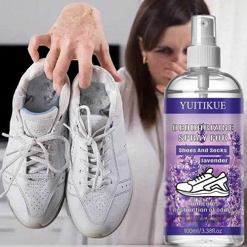Tidesmit YUITIKUE Lavender Shoe & Sock Deodorizing Spray 100ml for long-lasting odor decomposition and freshness.