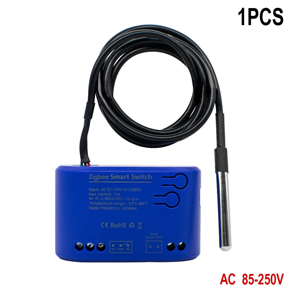 Tuya Zigbee Temperature Sensor WiFi Smart Temperature Switch with 16A 2000W Thermostat Data Monitoring Alexa Compatible