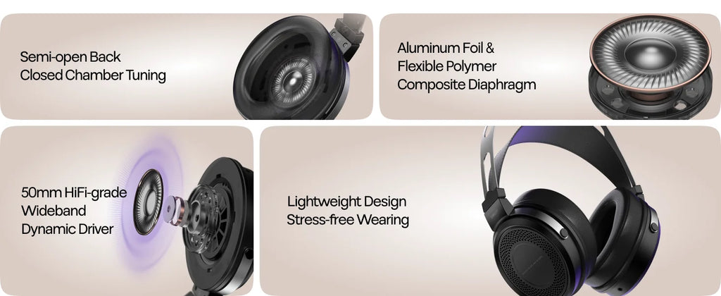 SIMGOT EP5 Wireless Headphones with 50mm Dynamic Driver & Low Latency Audio Tidesmit