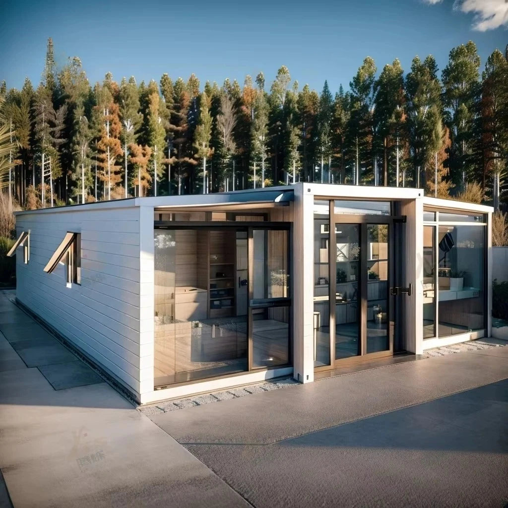 Modern 20ft Mobile Modular Prefab Container Homes Travel Trailer for Office Villa Use Tiny Houses with Sandwich Panel Wheels
