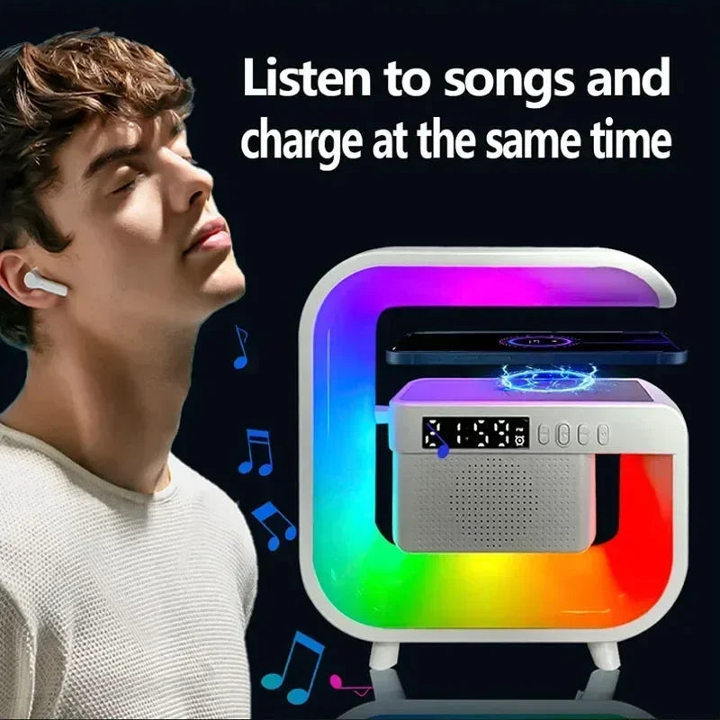 Portable Bluetooth Speaker with RGB Light, Wireless Charging & FM Radio Tidesmit