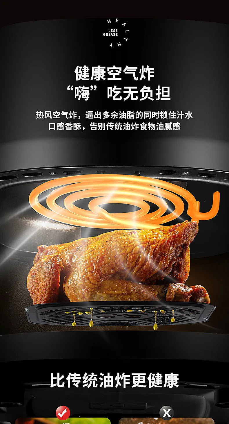 Visual 5-liter Large Capacity Air Fryer Multi-functional Household Touchscreen Color Display Electric Fryer