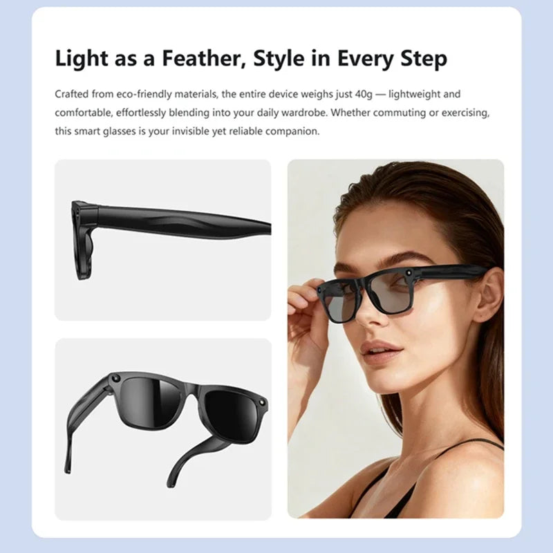 AI Smart Glasses with 100MP Camera & Spatial Audio - Tidesmit Tech Tidesmit