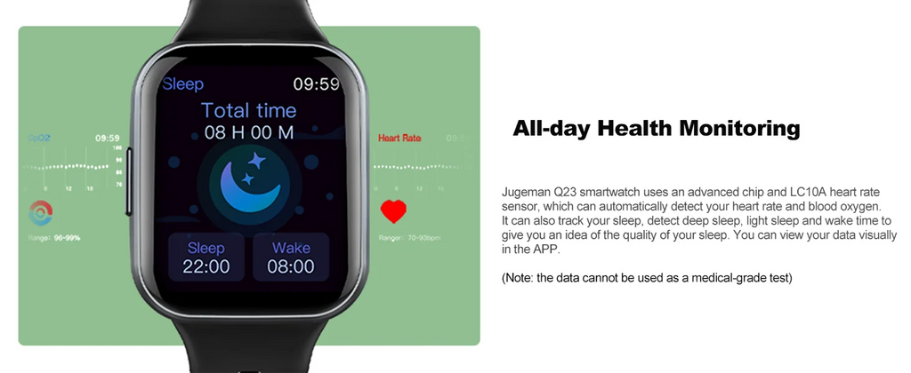 Q23 Smart Watch, Fitness Tracker Watch, 1.69'' Touch Smartwatch Fitness Watch with Pedometer/Sleep Monitor.
