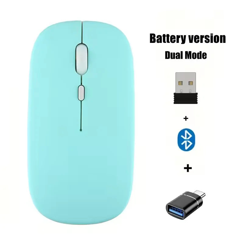 Wireless Mouse with 2.4G Bluetooth-compatible Dual Modes, 1600 DPI Adjustable, Silent Clicking, Portable Ergonomic Laptop Mouse