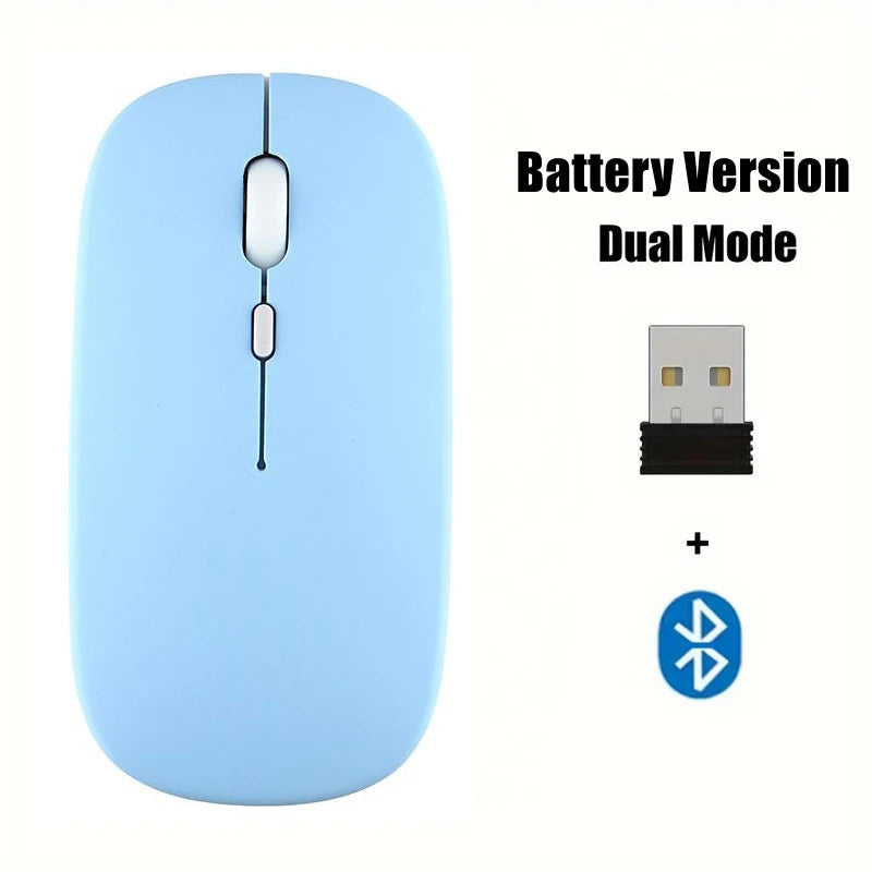 Wireless Mouse with 2.4G Bluetooth-compatible Dual Modes, 1600 DPI Adjustable, Silent Clicking, Portable Ergonomic Laptop Mouse