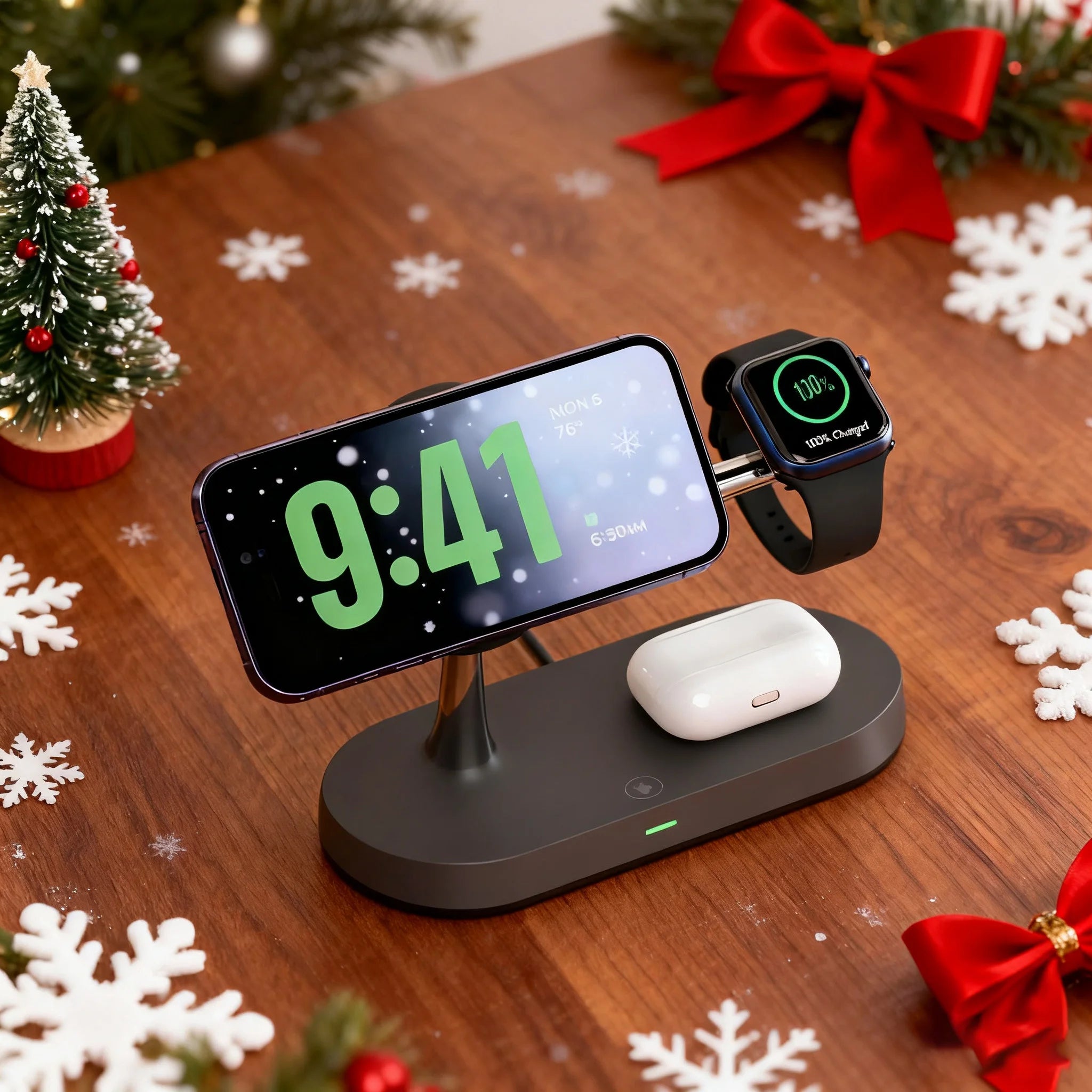 3-in-1 Wireless Charger Station - Qi Certified MagSafe Compatible Power Tidesmit