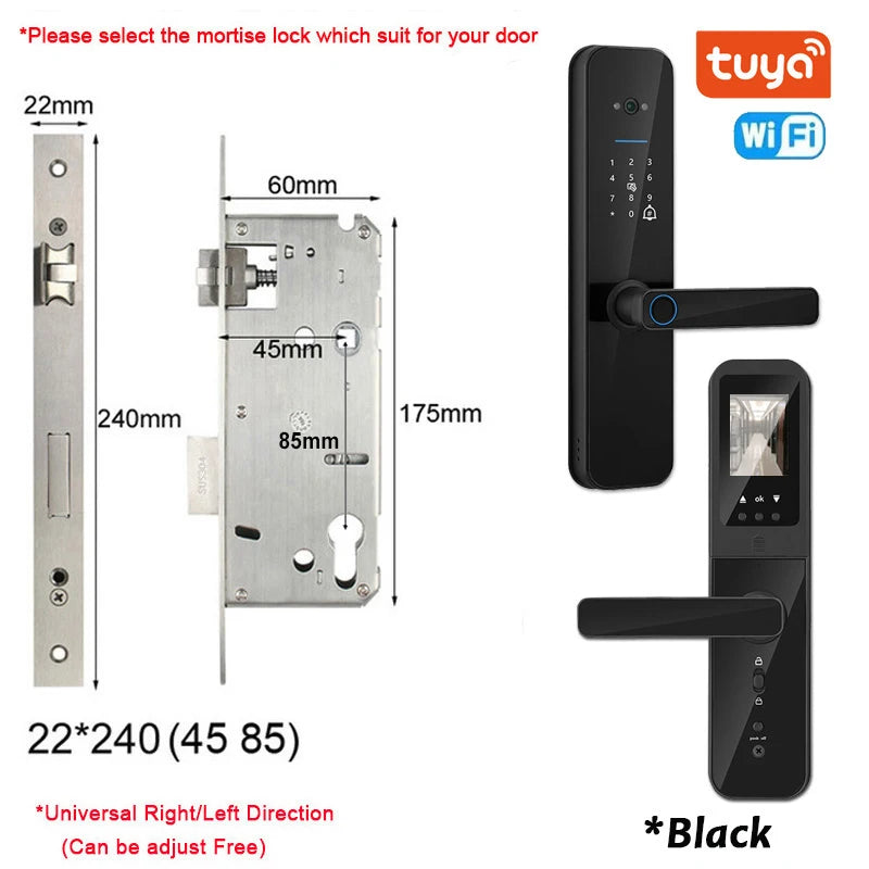 New Biometric Digital Electronic Smart Door Lock With Camera Fingerprint Tuya Wifi Smart Card Password Key Unlock