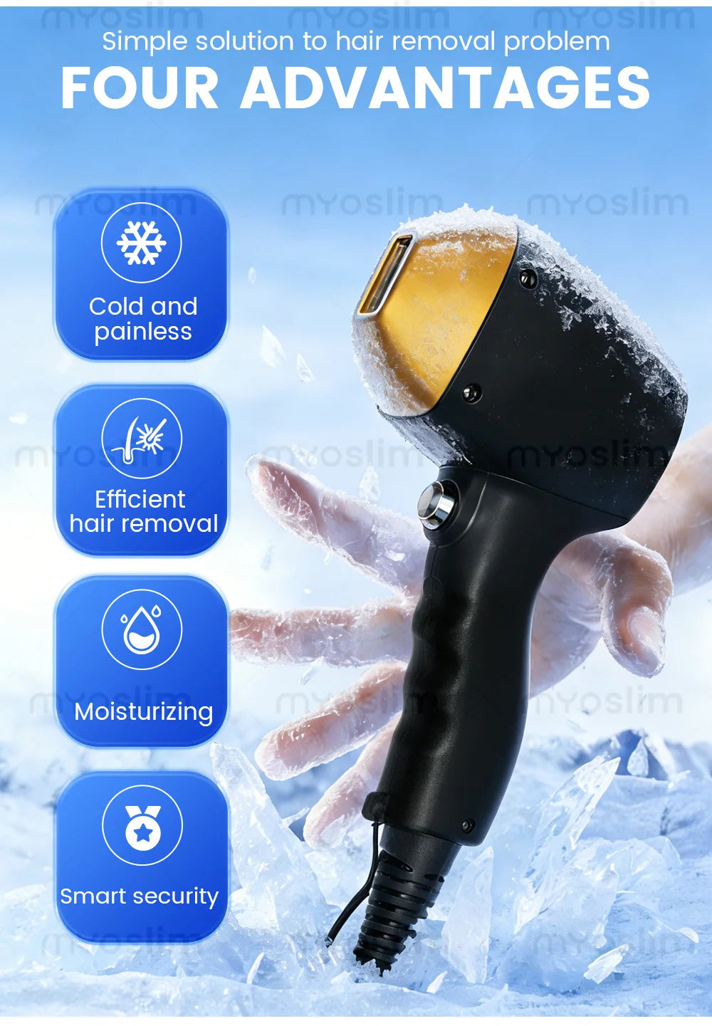 Tidesmit 4-in-1 multifunctional beauty machine showing laser handpiece and touchscreen interface details.