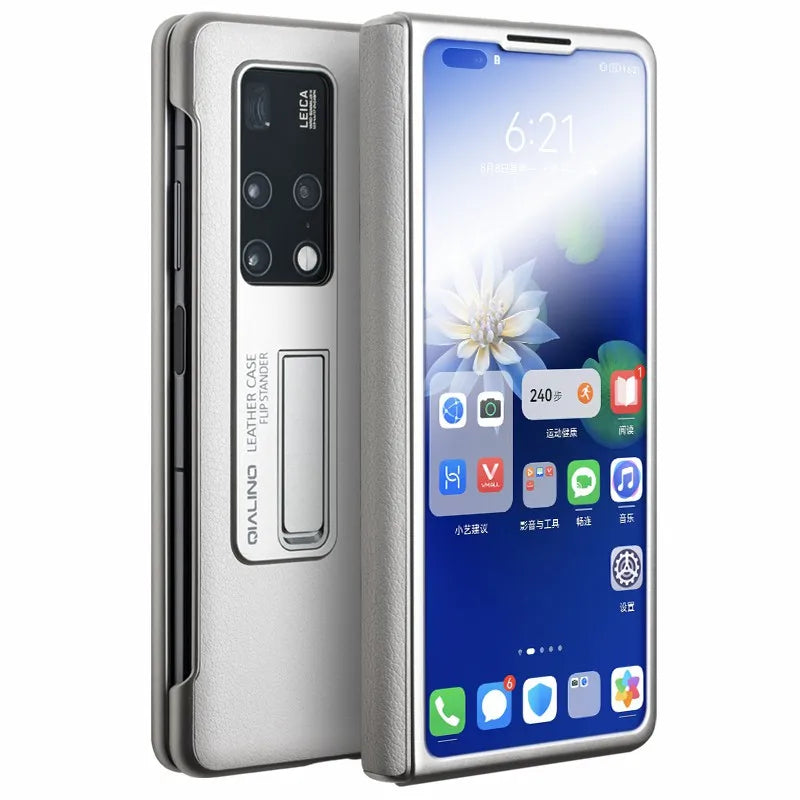 Huawei Mate X2 Leather Case: Slim Shock-Absorbing Flip Cover Light Grey China Mainland Tidesmit