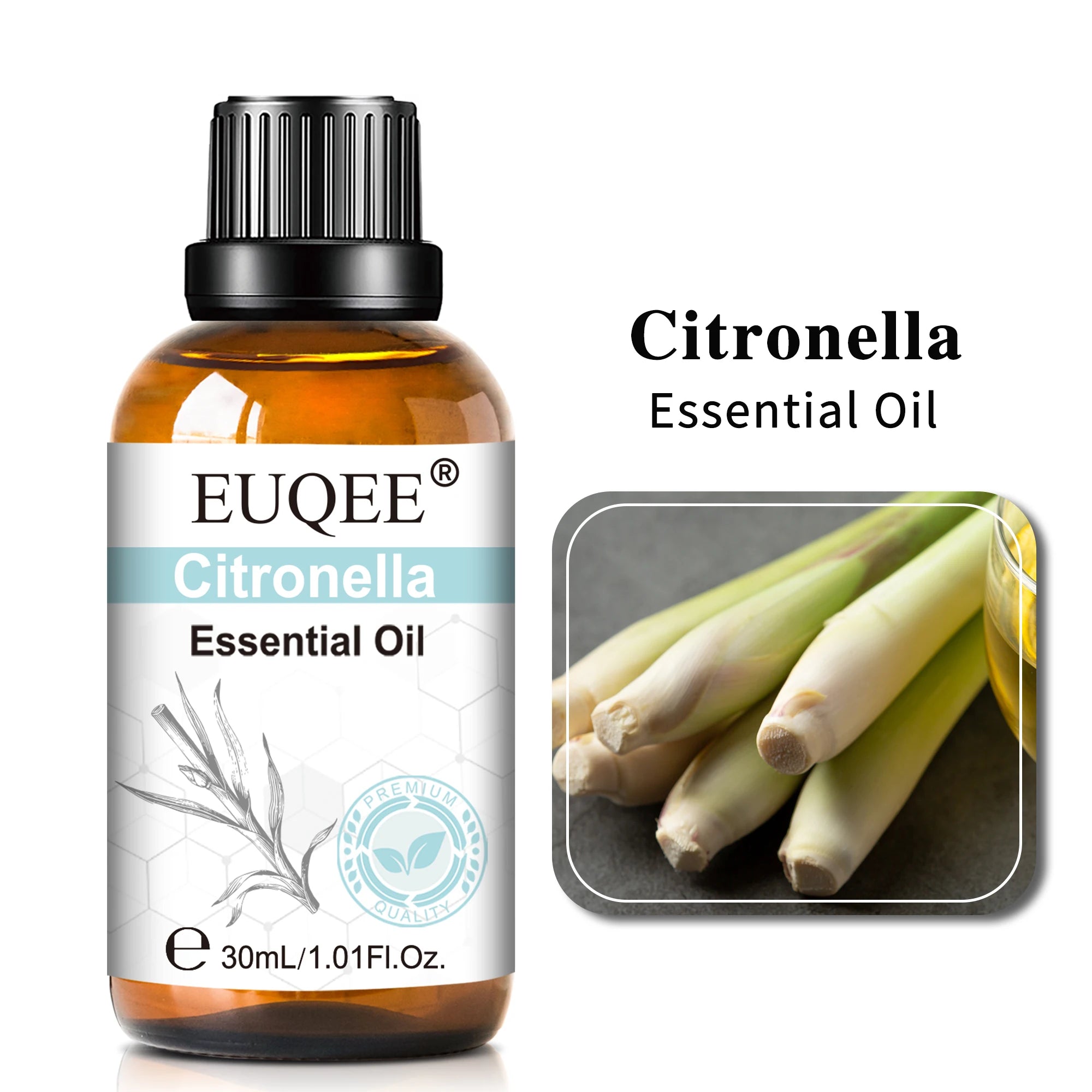 EUQEE 30ml Lavender Aromatherapy Essential Oil Sandalwood Eucalyptus Peppermint Citronella Vanilla Cinnamon Reed Diffuser Oils