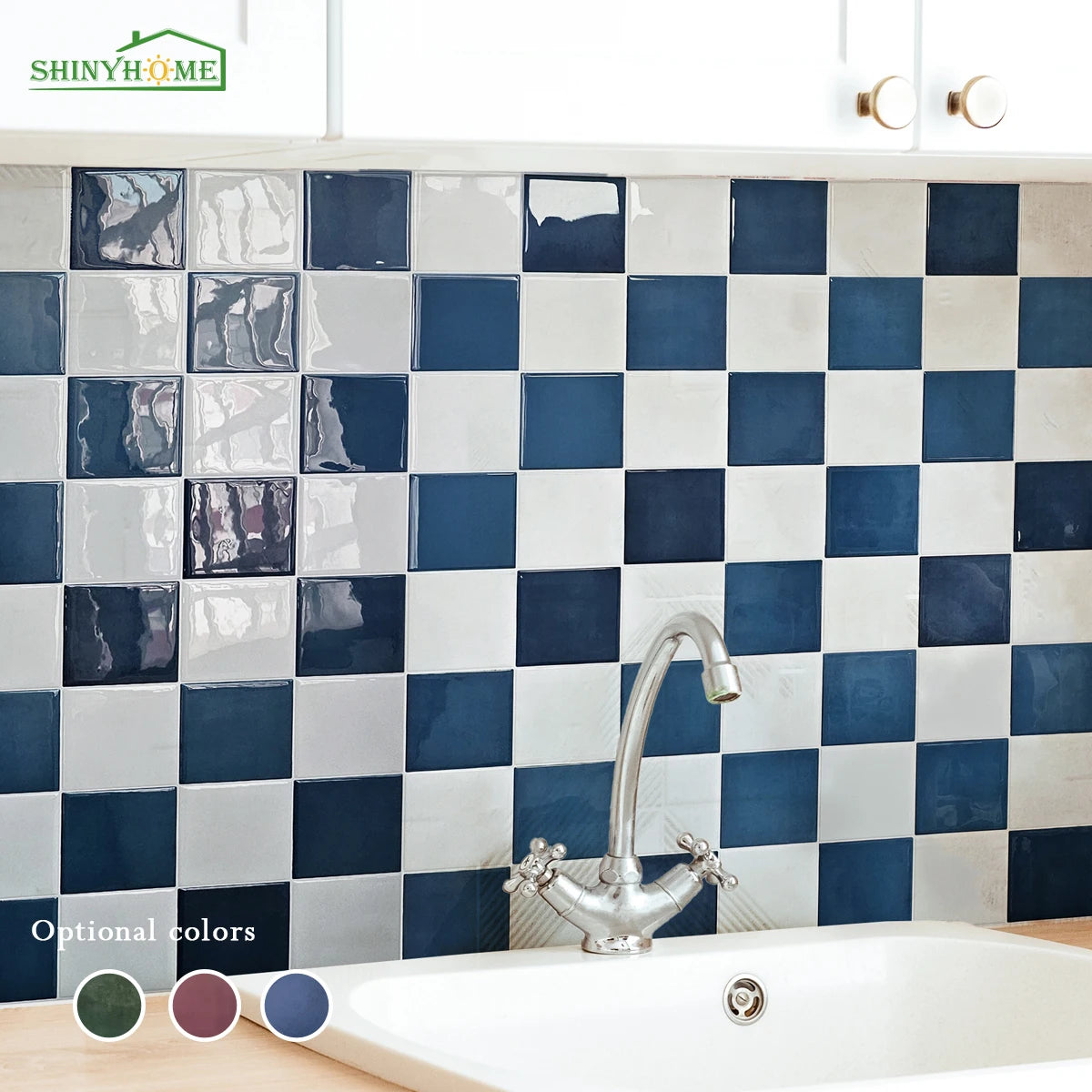 10/30 PC 3D Mosaic Style Self-Adhesive Wall Tile Kitchen Backsplash  Suitable for Kitchen Wall Decoration Square 10.5" x 10.5"