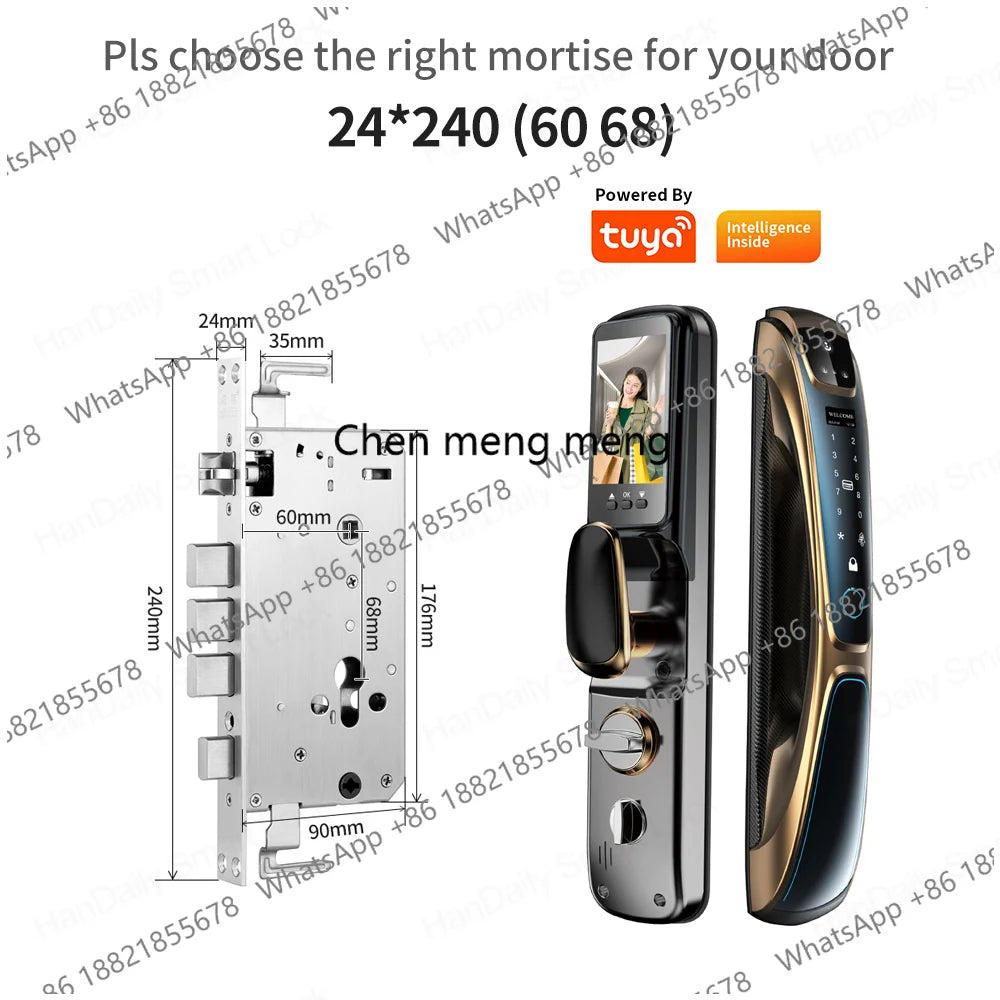 Automatic Fingerprint Electronic Digital Tuya 3D Face Recognition Door Lock Smart Cards Keys Video Camera Lock For Home
