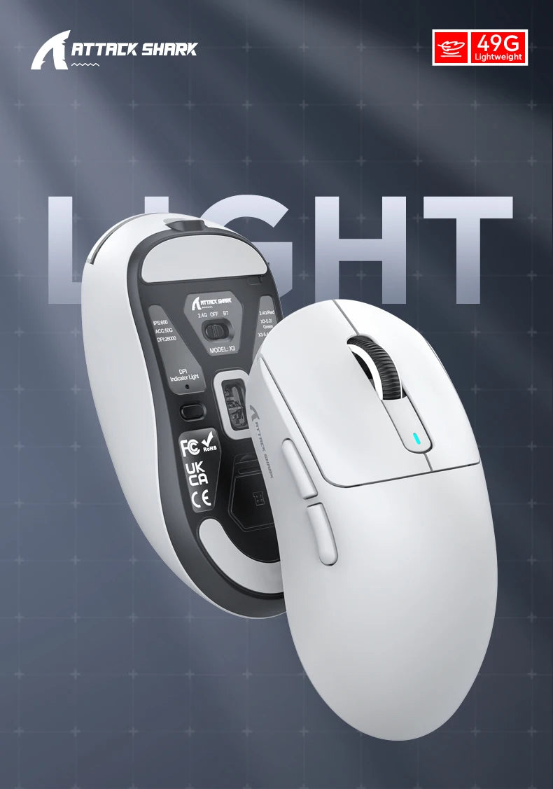 Attack Shark X3 X3Pro Wireless Tri-Mode Gaming Mouse 26K DPI PAW3395 Computer Gaming Peripherals CSGO Valorant Office Gift