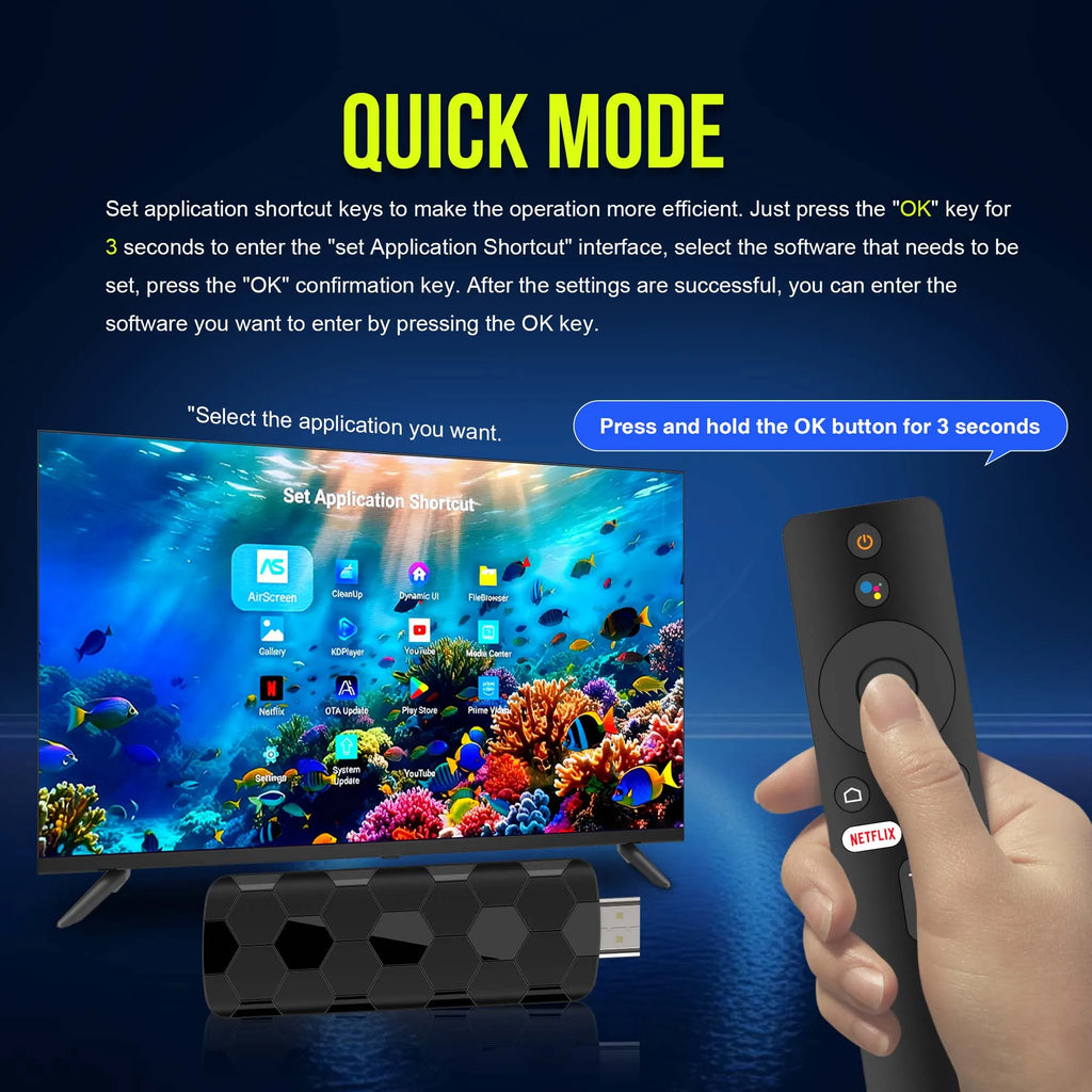 Android TV Stick 8GB 128GB 4K Streaming Box with Voice Remote Tidesmit