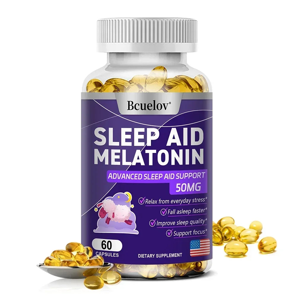 Bcuelov Melatonin, Dietary Supplement for Promotes Relaxation and Sleep Health, 25mg, 30/60/120 Capsules, Vegan | Gluten Free