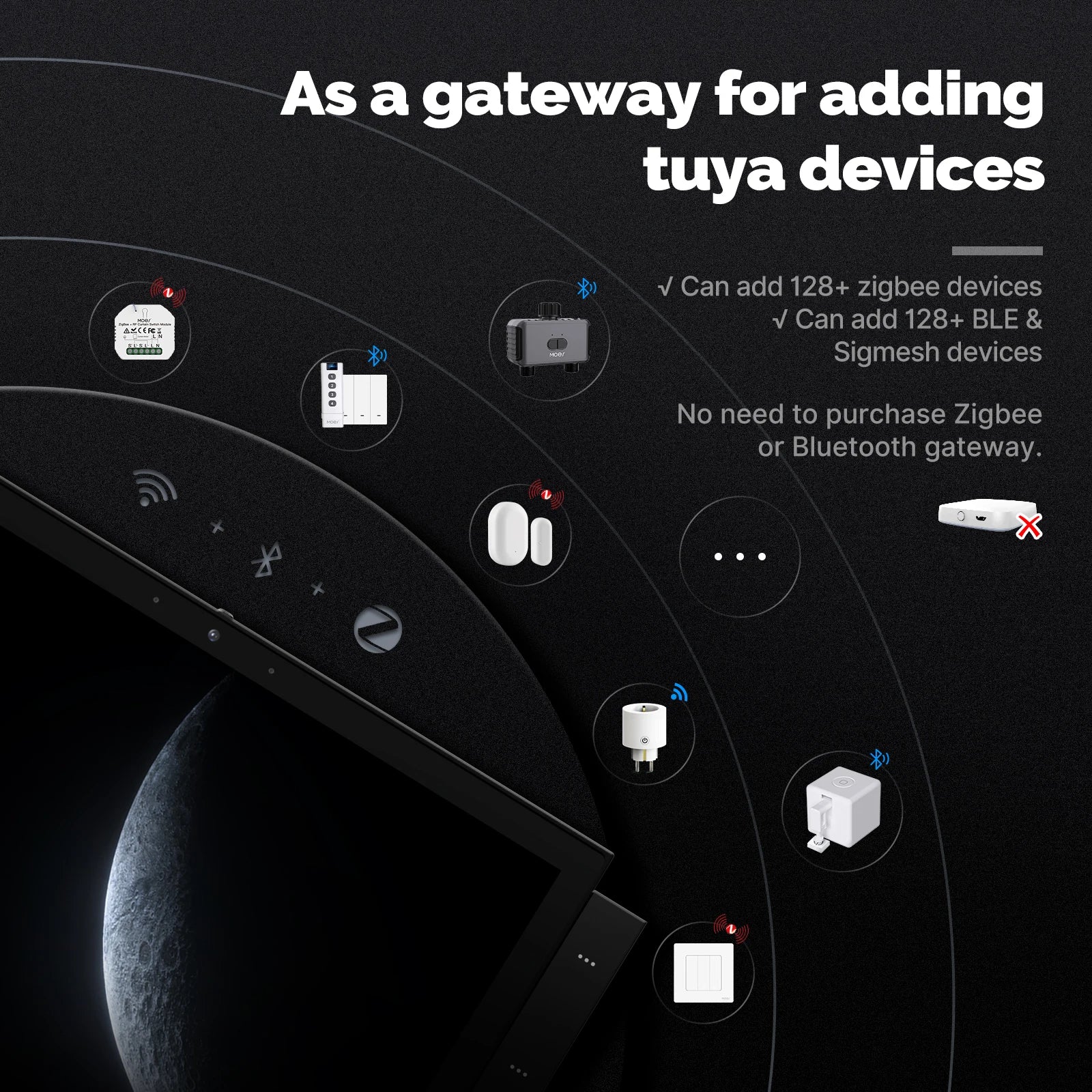 TUYA Smart Home Panel, 10.1" Touch Screen, Built-in Zigbee & Bluetooth Gateway, Intercom Compatible, by MOES