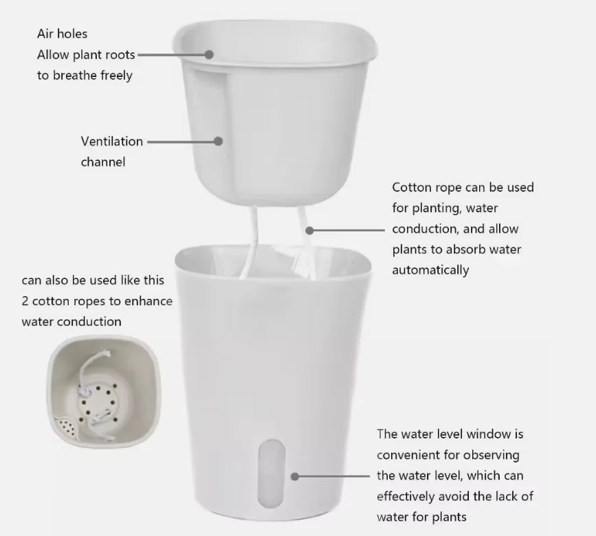 2pcs Self Watering Plants Pot  Automatic Watering Irrigation Gardening Pots for Plants Lazy Home Decoration Bonsai Plant Pot