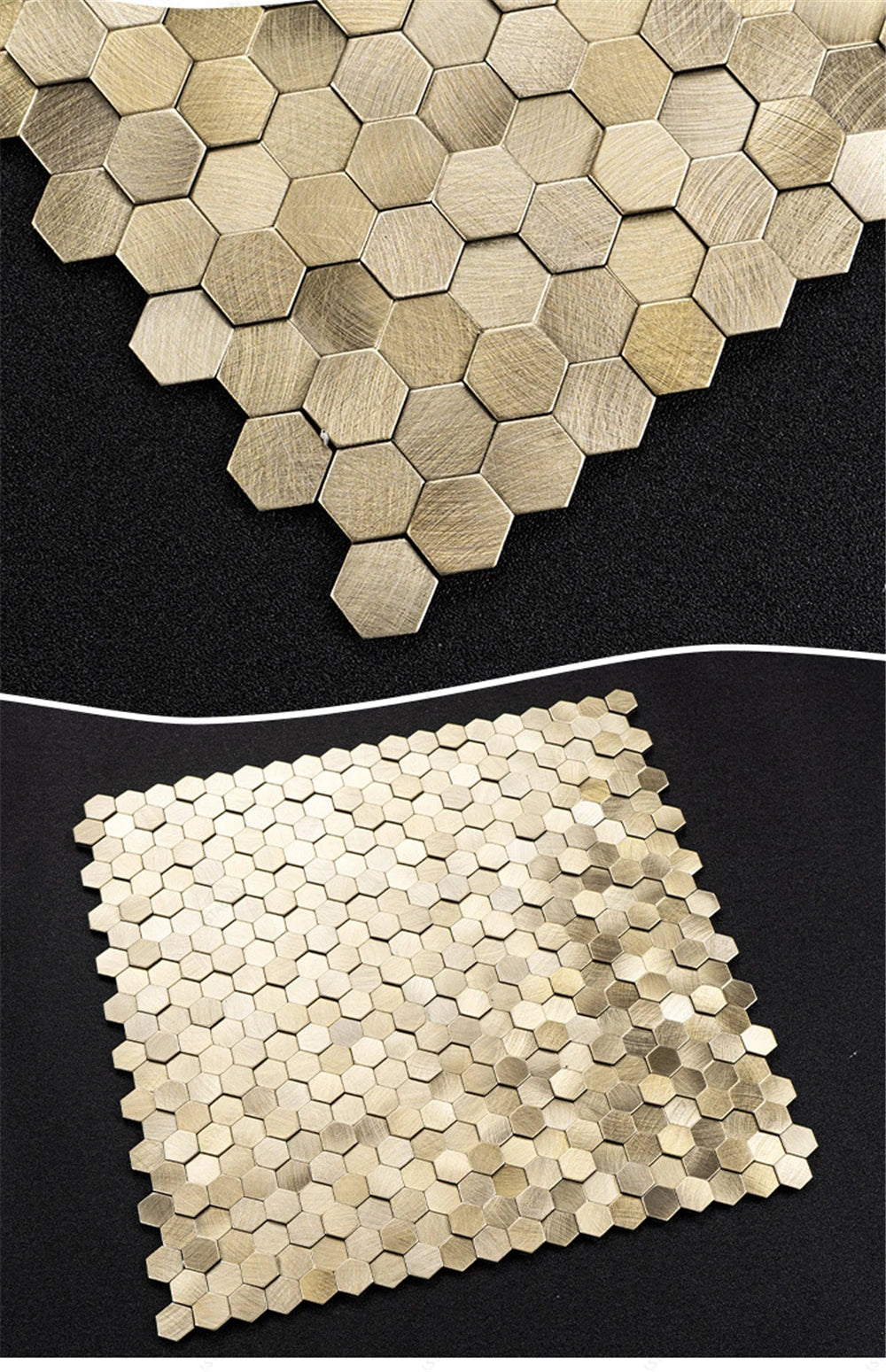Luxury Metal Stainless Steel Wall Mosaic 3D Bathroom Mosaic Tile Aluminum Hexagon Mosaic Background Wall Sticker Self-adhesive