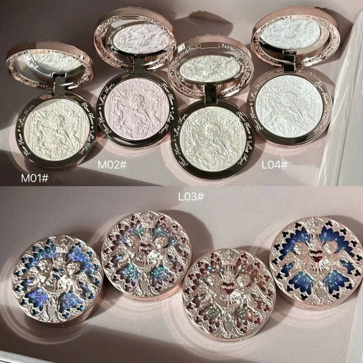 Tidesmit Flower Knows Little Angel relief highlight face powder texture close-up for radiant contour makeup finish