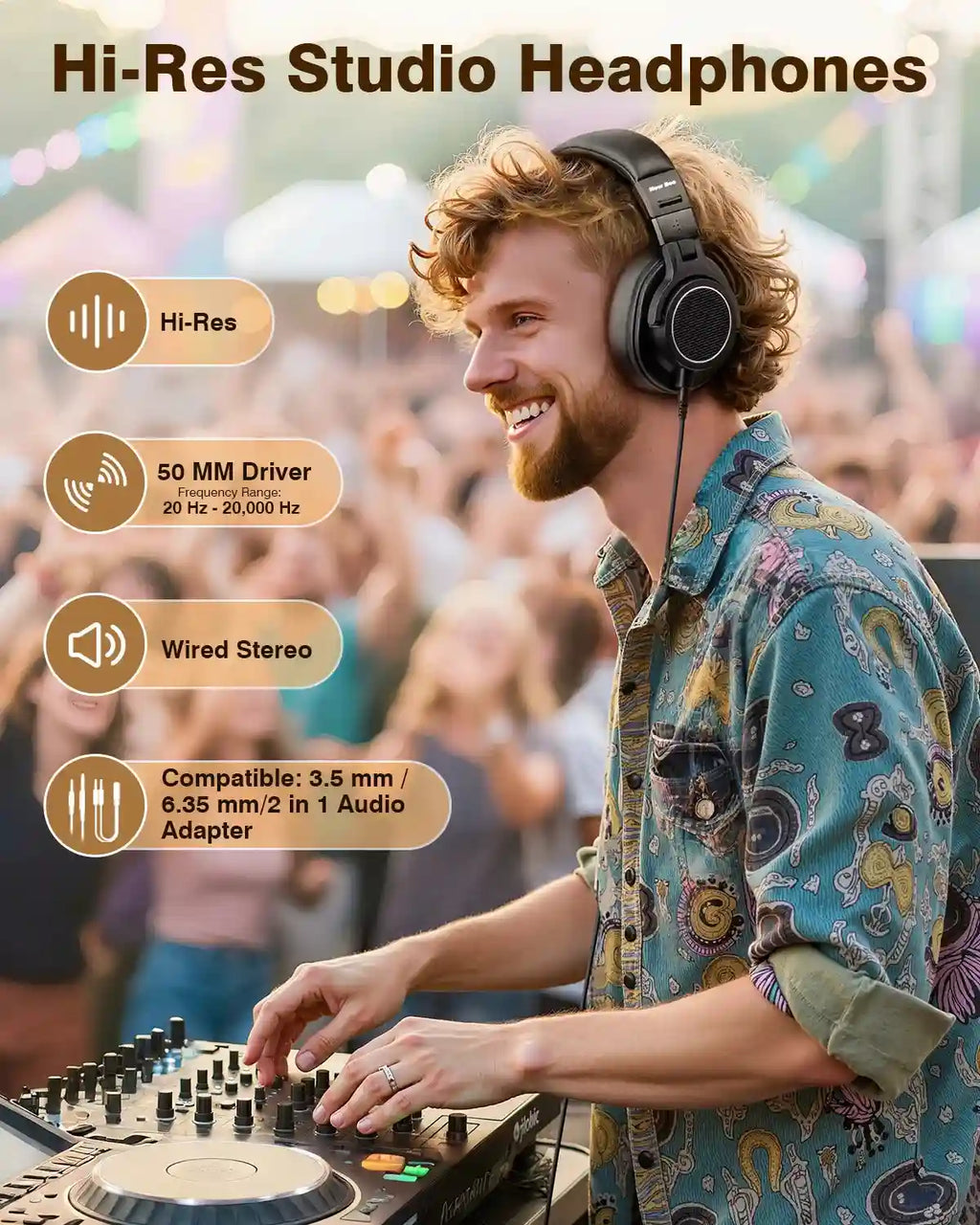 Wired Studio Headphones - Hi-Res Audio Monitoring for Producers Tidesmit