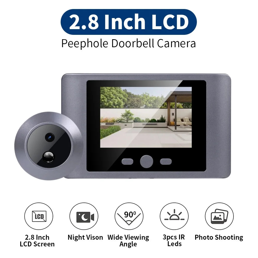 Wireless Home Security Peephole Video Doorbells 720P Digital Door Peepholes with Camera Support Video Record No APP No Wifi