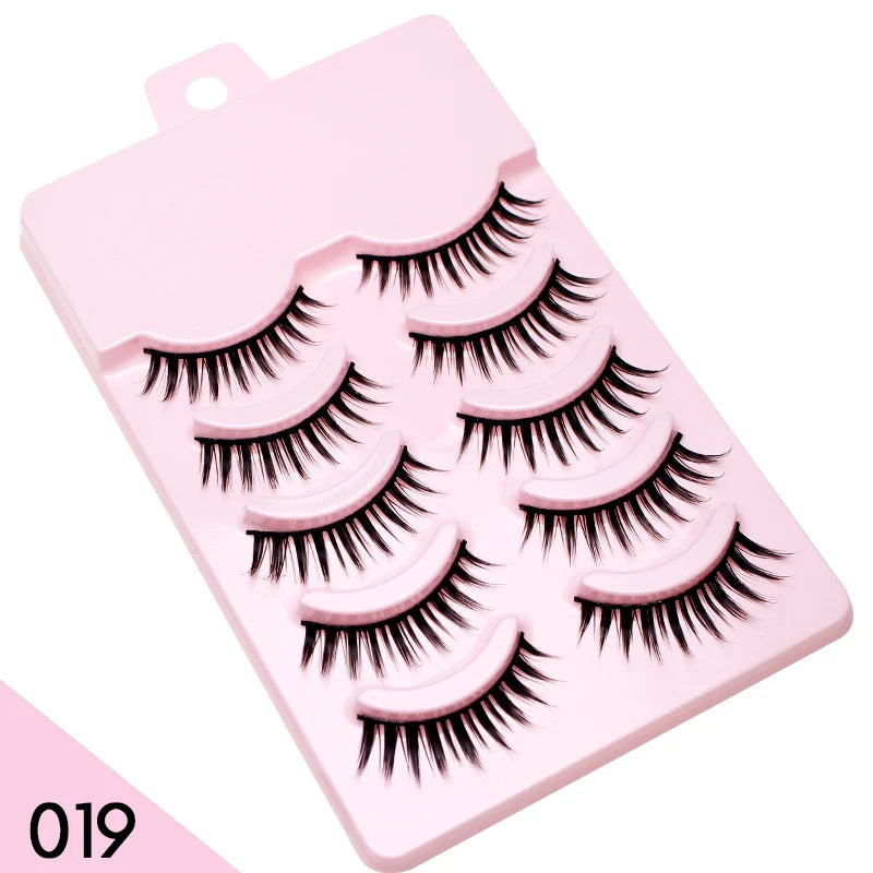 Anime Manga False Eyelashes - Natural Wispy Faux Lashes - 5 Pairs Set False Eyelashes 019 Tidesmit