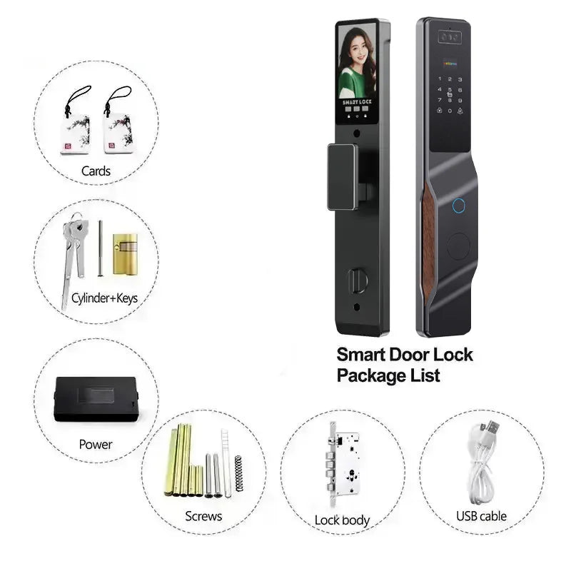 Tuya Smart Lock With Camera, Password, And Facial Recognition Unlocking - Remote Unlocking Smart Intelligent Lock