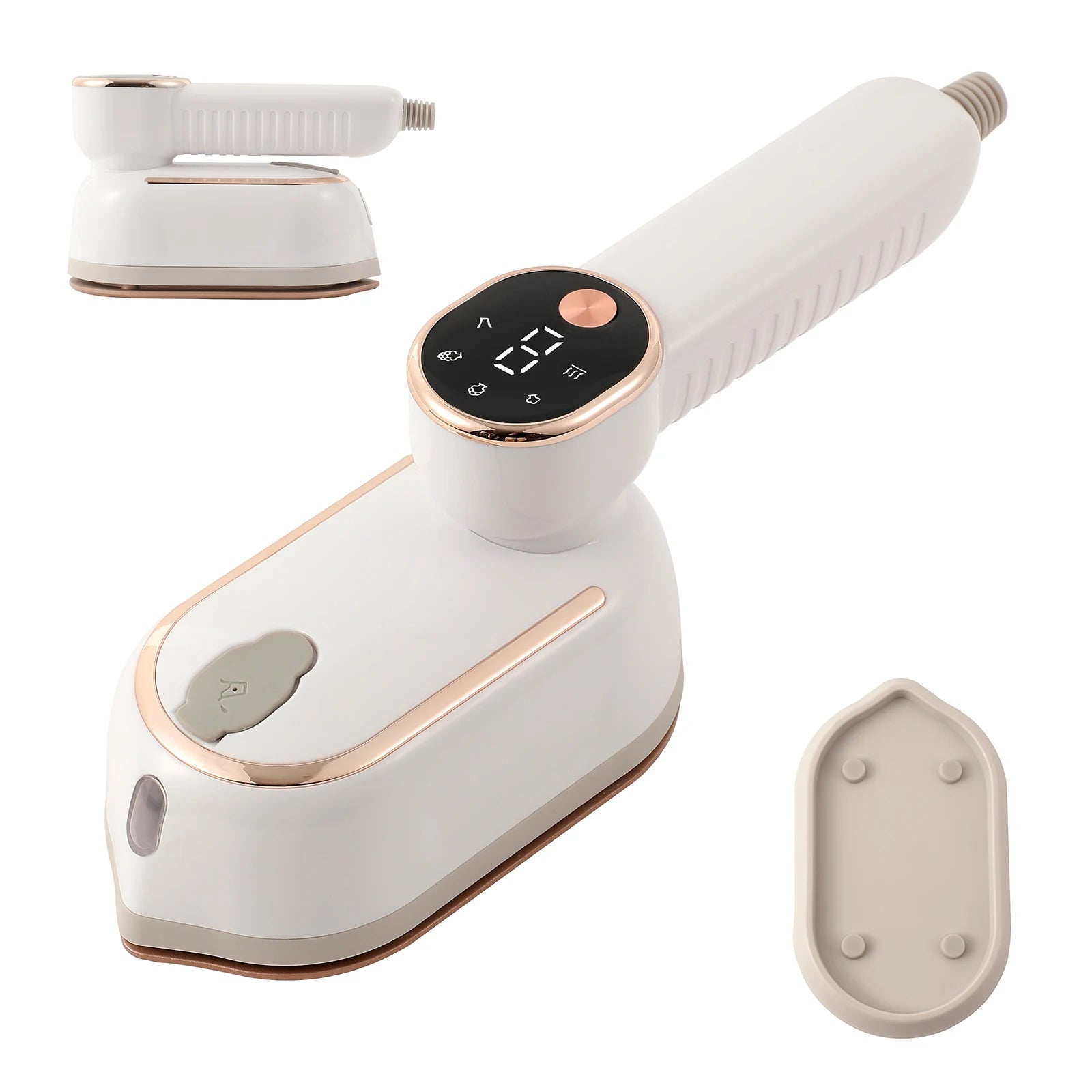 Tidesmit foldable handheld clothes steamer showing 3 gear temperature controls for portable garment wrinkle removal