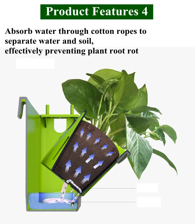 Green self-watering planter module with cotton-rope water uptake channel