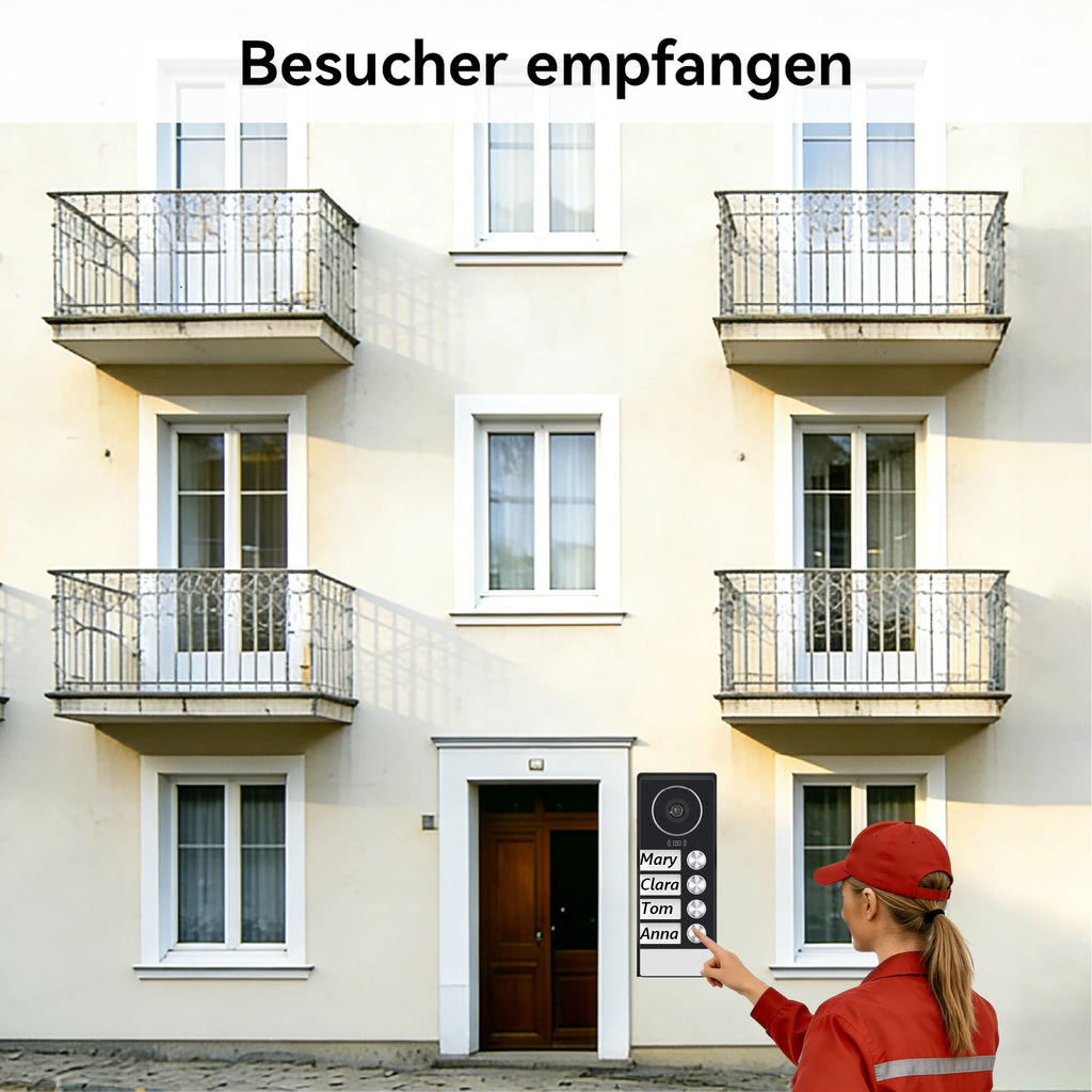 2-4 Unit Home 2 Wire 7inch Touch Video Intercom for Apartments Residential Video Door Phone System with RFID Card APP Unlock ﻿