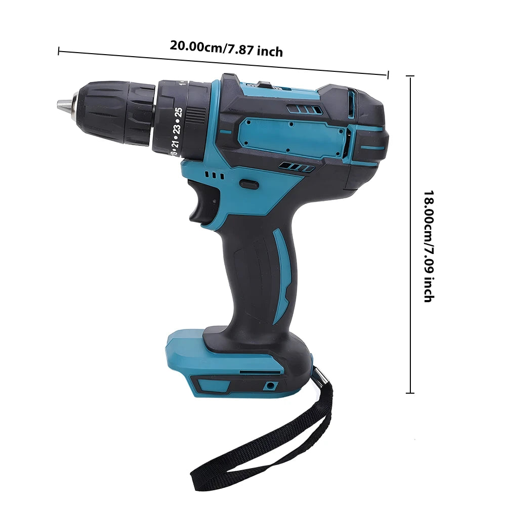 Podofo 10mm Cordless Impact Hammer Drill Drill Driver Stepless Speed High Torque Handheld Rechargeable Power Drill For Wood Metal Drilling Screw Driving Home Repair Power Tool