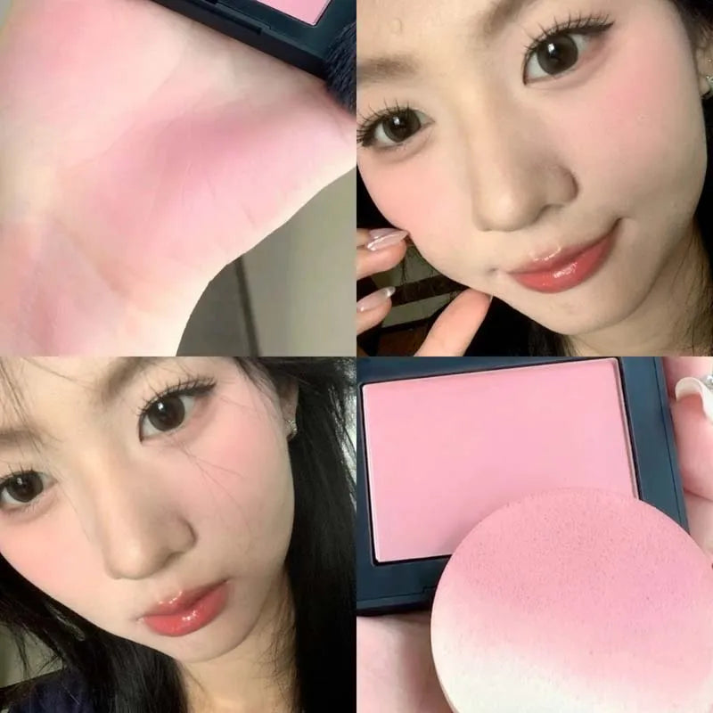 Tidesmit monochrome matte blusher palette texture close-up showing soft silky powder and natural nude rouge finish